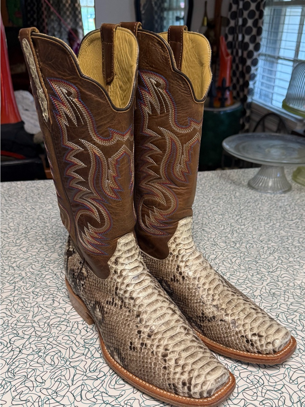 R Watson Genuine Python Western Boots